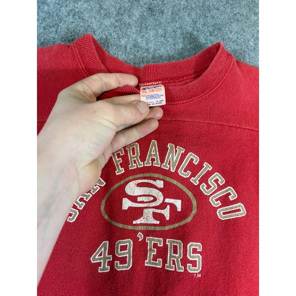 Vintage 70s Champion San Francisco 49ers Youth XL Red Cotton Jersey Shirt NFL